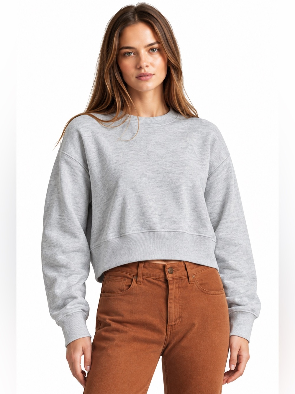 NWOT Cotton On Cropped Crewneck Sweatshirt in Light Heather Grey